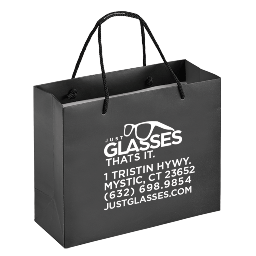 Boutique Imprinted Shopping Bags Black Laminated Large Min. Order Qty 500 Bags