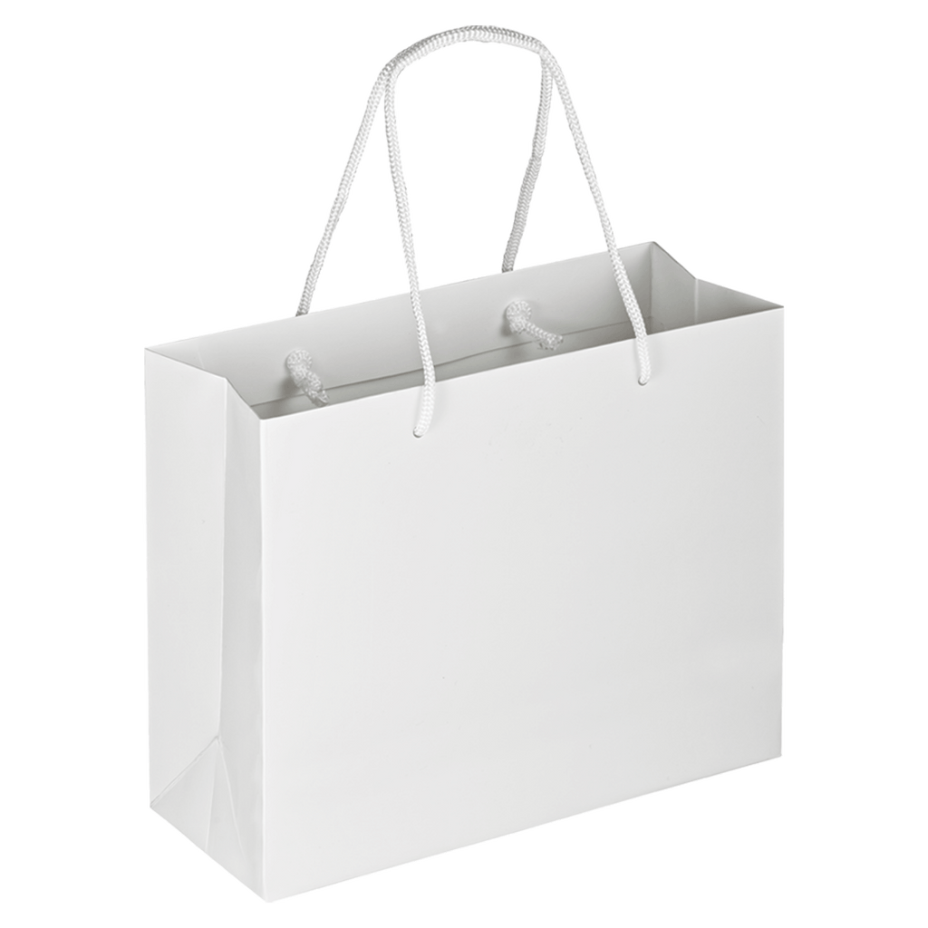 Boutique Shopping Bags White Laminated Large Min. Order Qty 100 Dynamic Labs